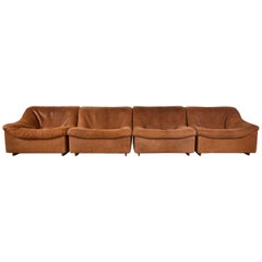 Four Seats Modular Sofa by De Sede DS46 in Cognac Buffalo Leather