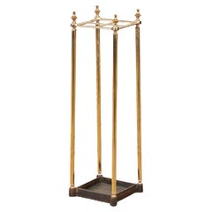 Antique Four Section Brass and Iron Umbrella Stand