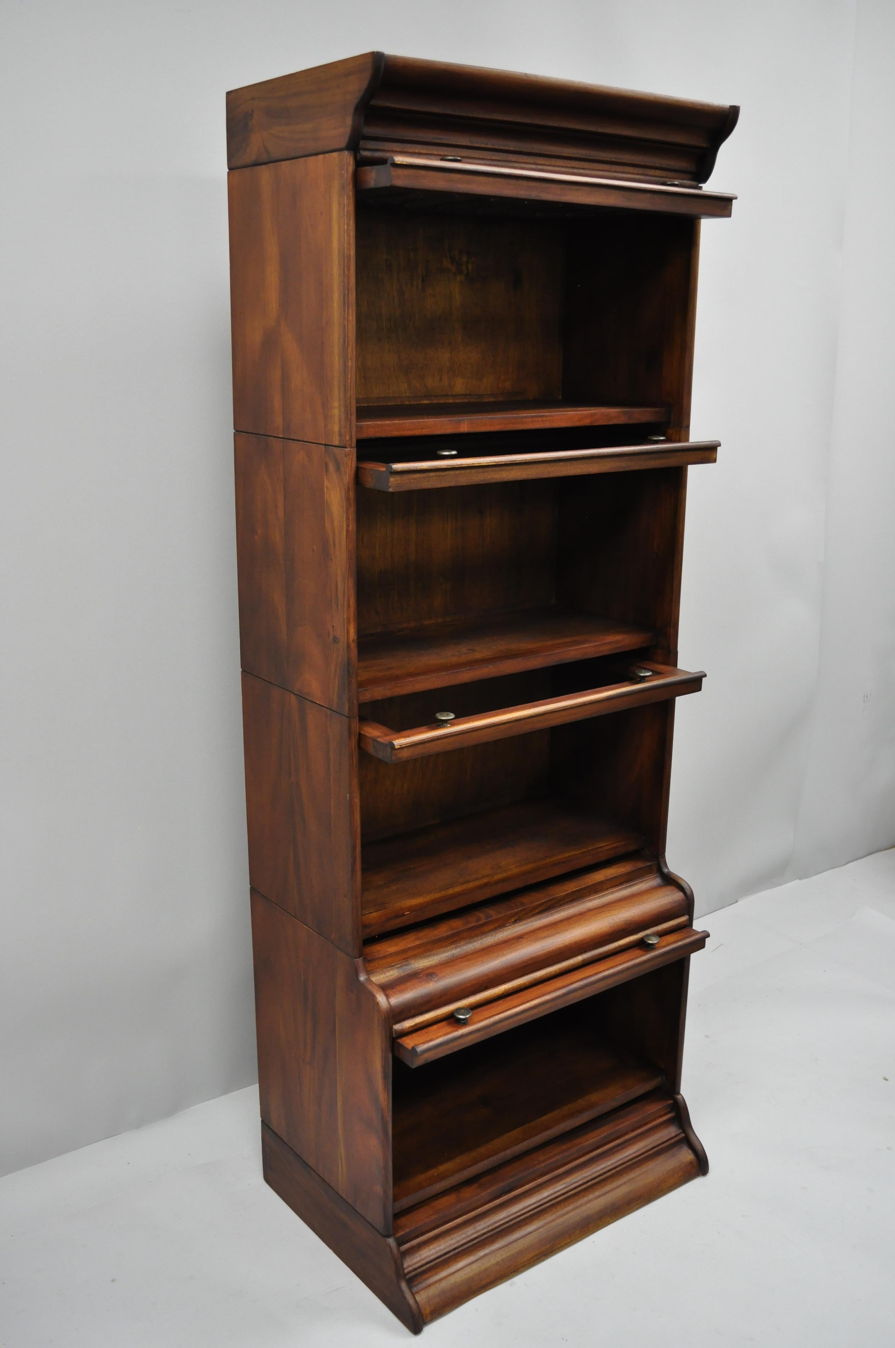 Four-Section Mahogany Narrow Barrister Lawyers Stacking Bookcase 3