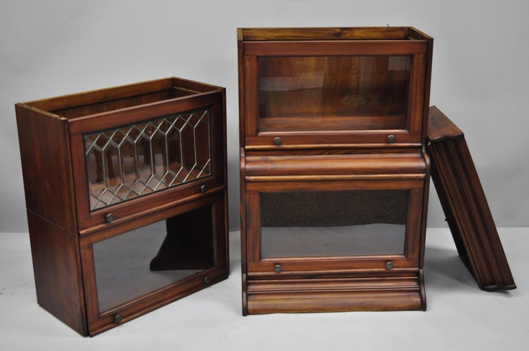 FourSection Mahogany Narrow Barrister Lawyers Stacking Bookcase For