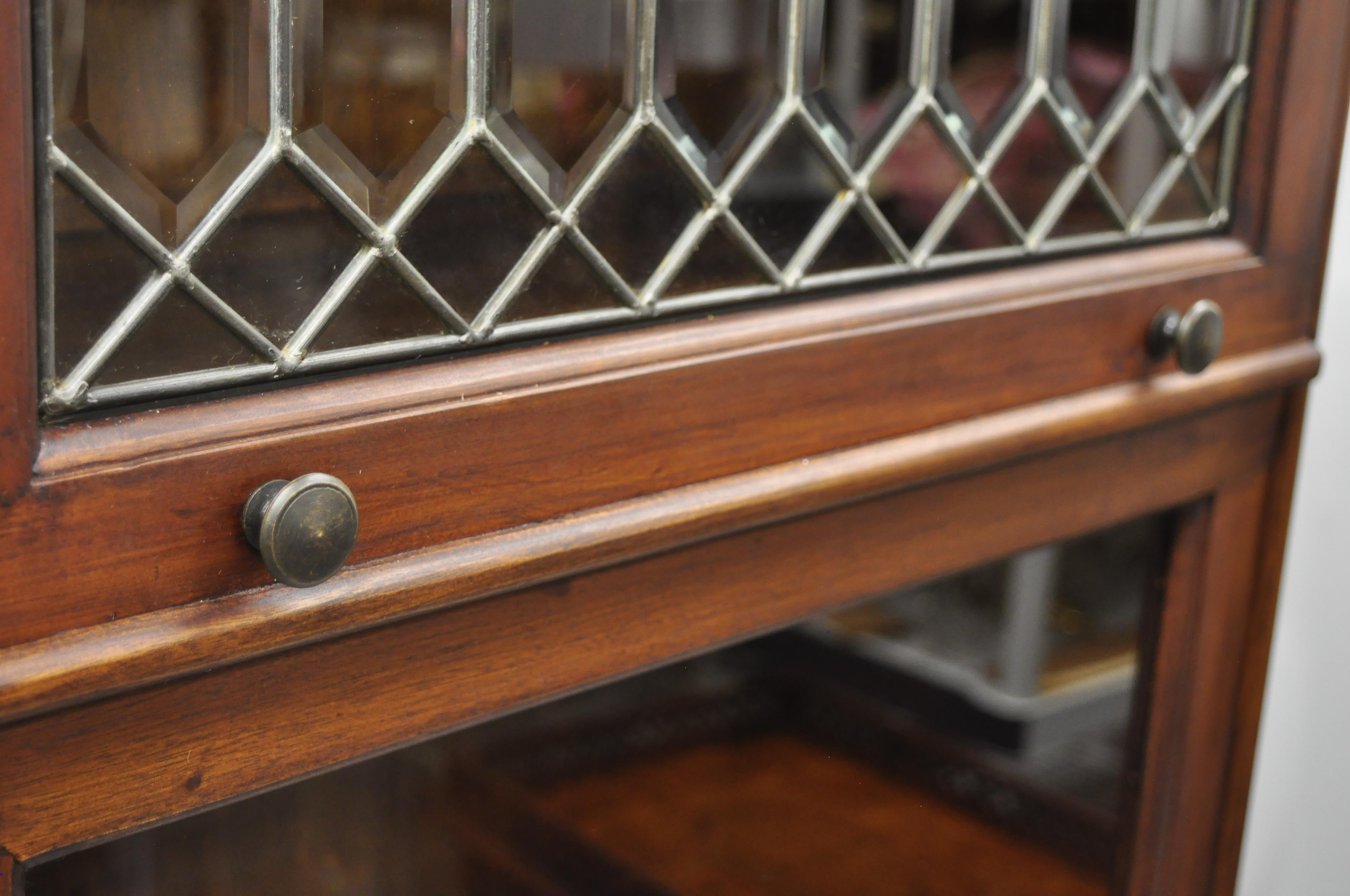 Glass Four-Section Mahogany Narrow Barrister Lawyers Stacking Bookcase