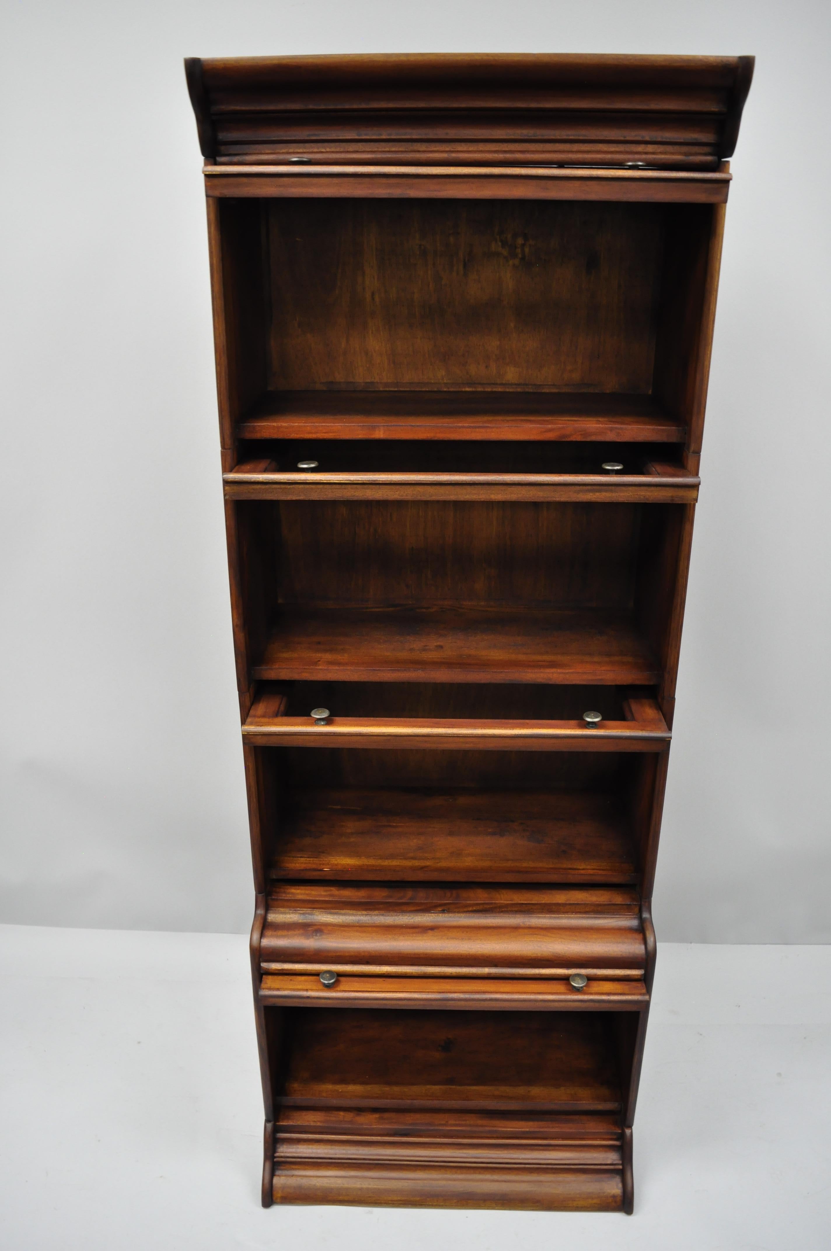 Four-Section Mahogany Narrow Barrister Lawyers Stacking Bookcase 1