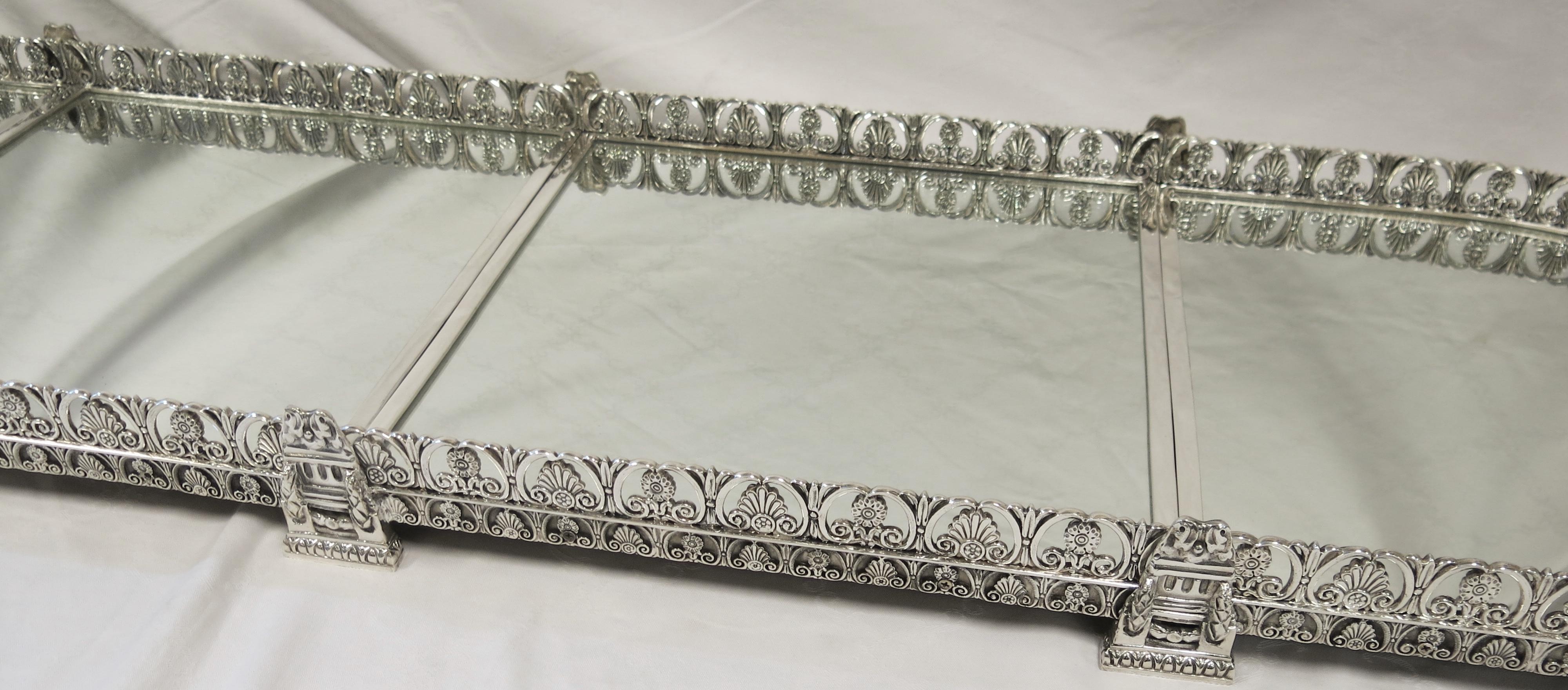 Four-Section Mirrored Top Table Plateau or Surtout De Table For Sale 2