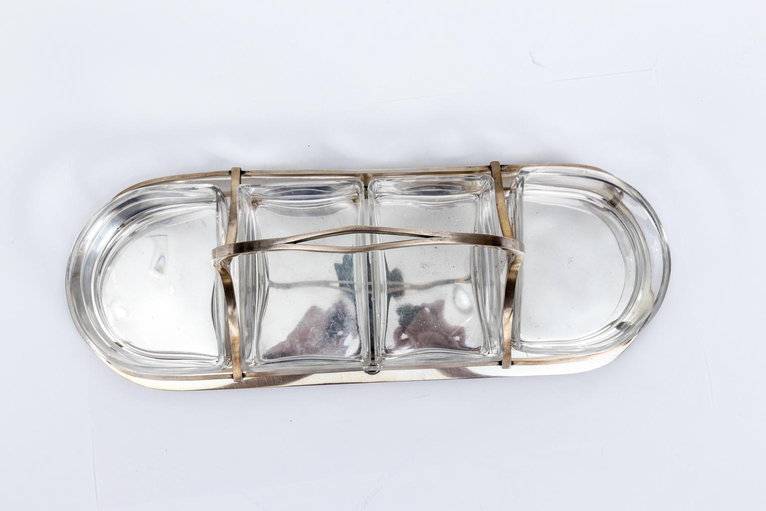 Silver Plate Four Section Serving Dish