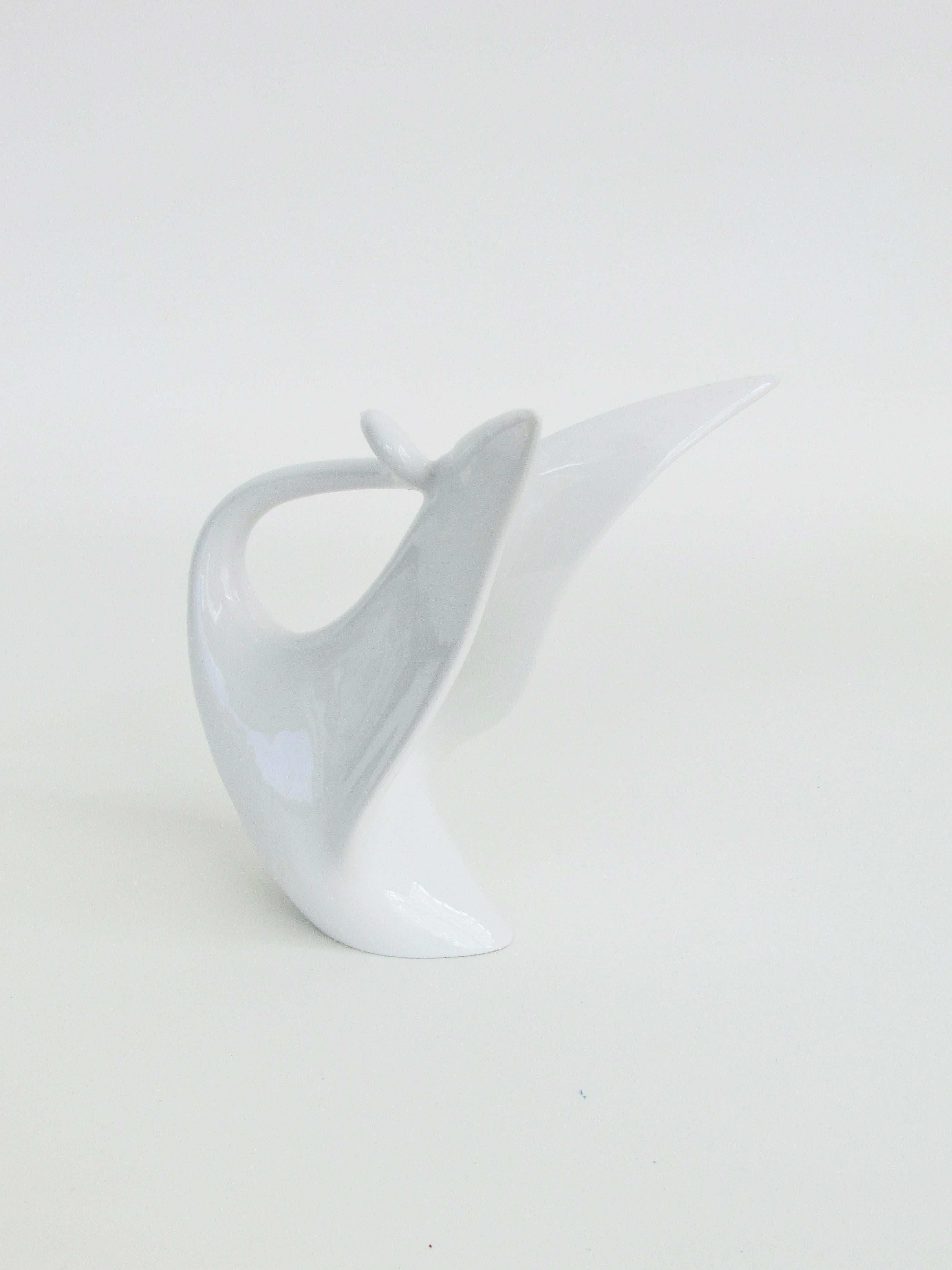 Four Separate Jaroslav Jezek Stylized White Royal Dux Figures Swan Horse Shark For Sale 6