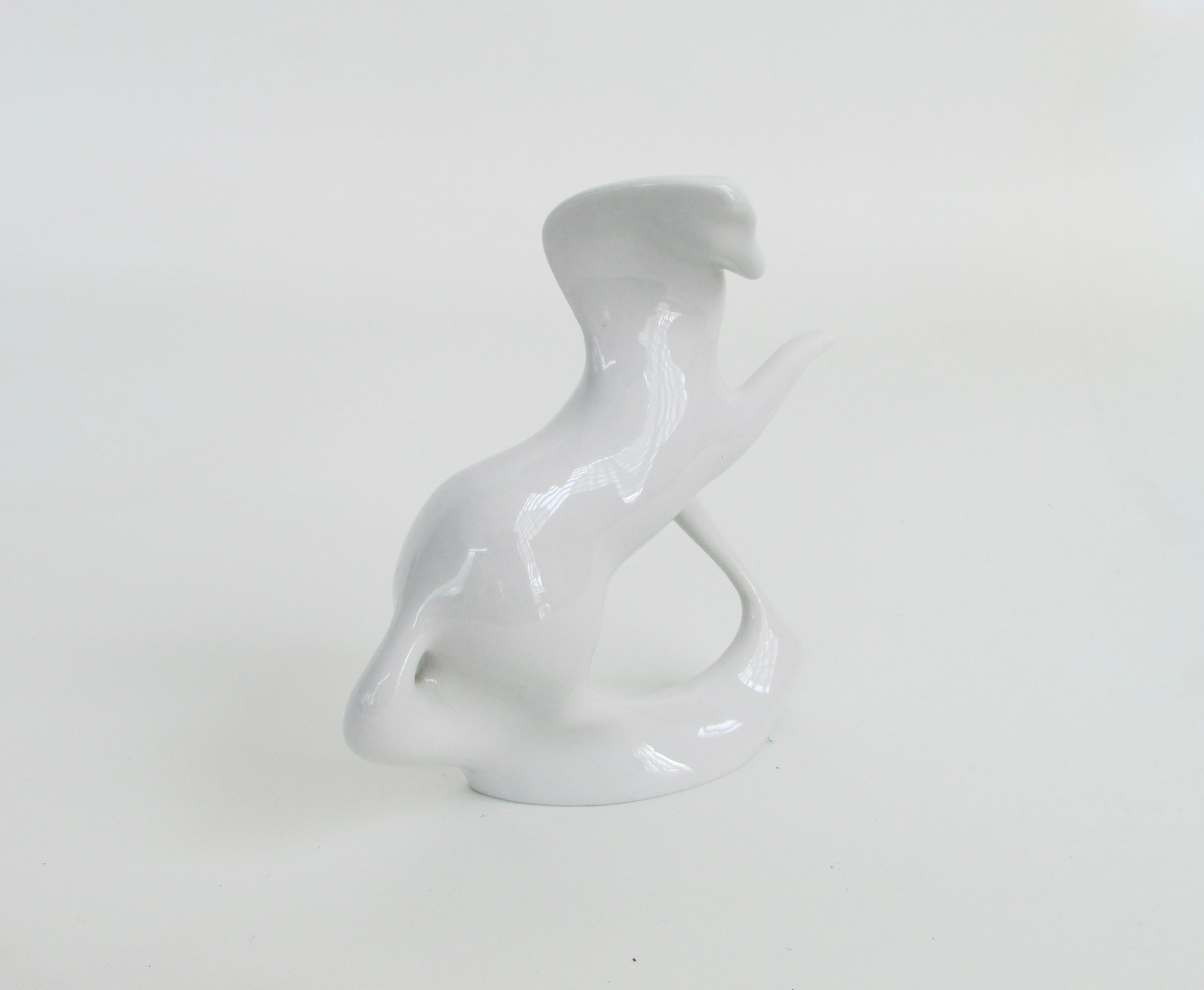 Four Separate Jaroslav Jezek Stylized White Royal Dux Figures Swan Horse Shark For Sale 10