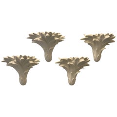 Four Serge Roche Style Palm Sconces