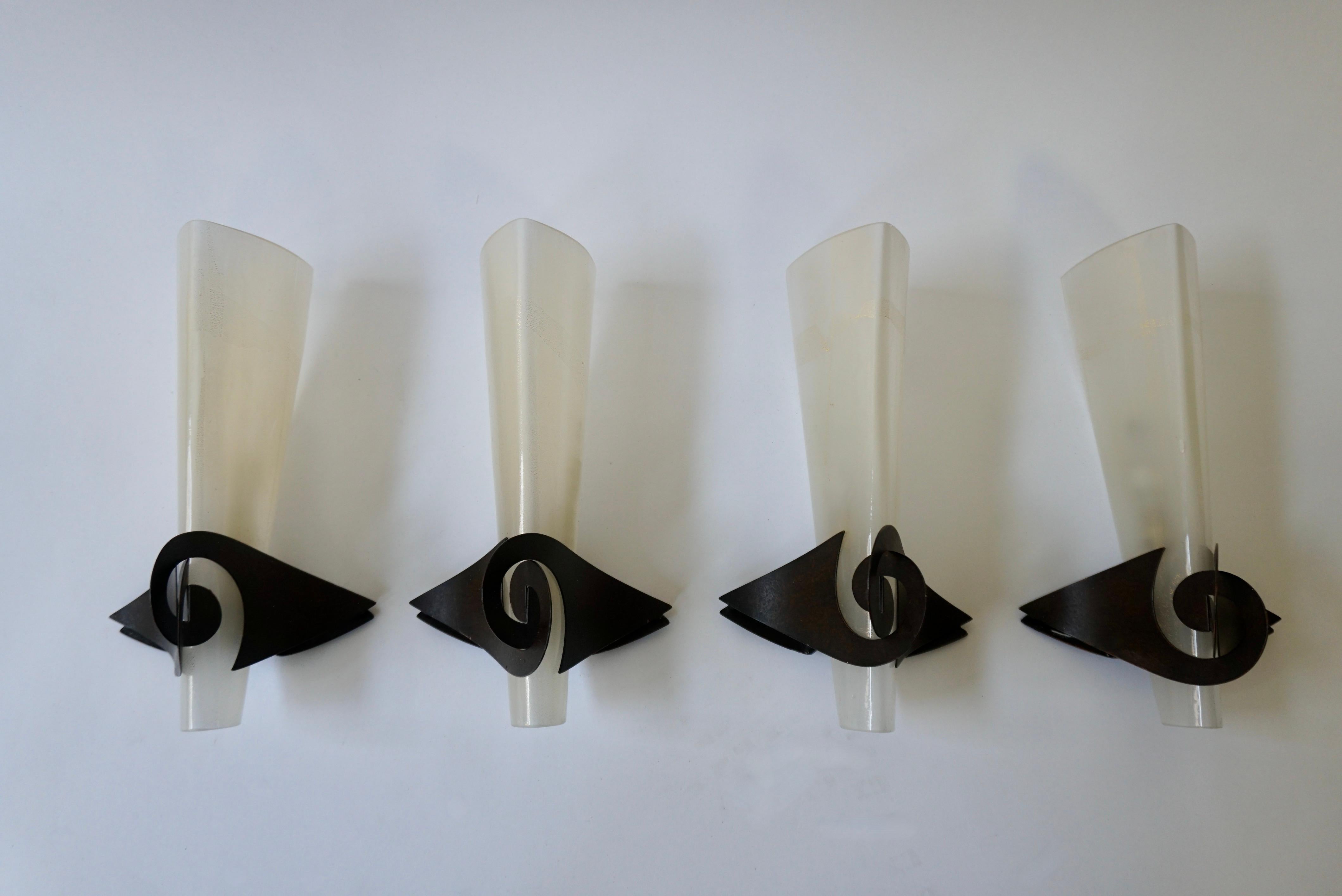 Metal Four Sergio Terzani Phantom Gold Inclusions Wall Sconces For Sale
