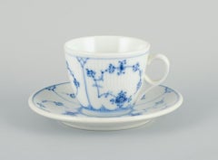 Four Sets of Coffee Cups and Saucers, Royal Copenhagen, Blue Fluted Plain