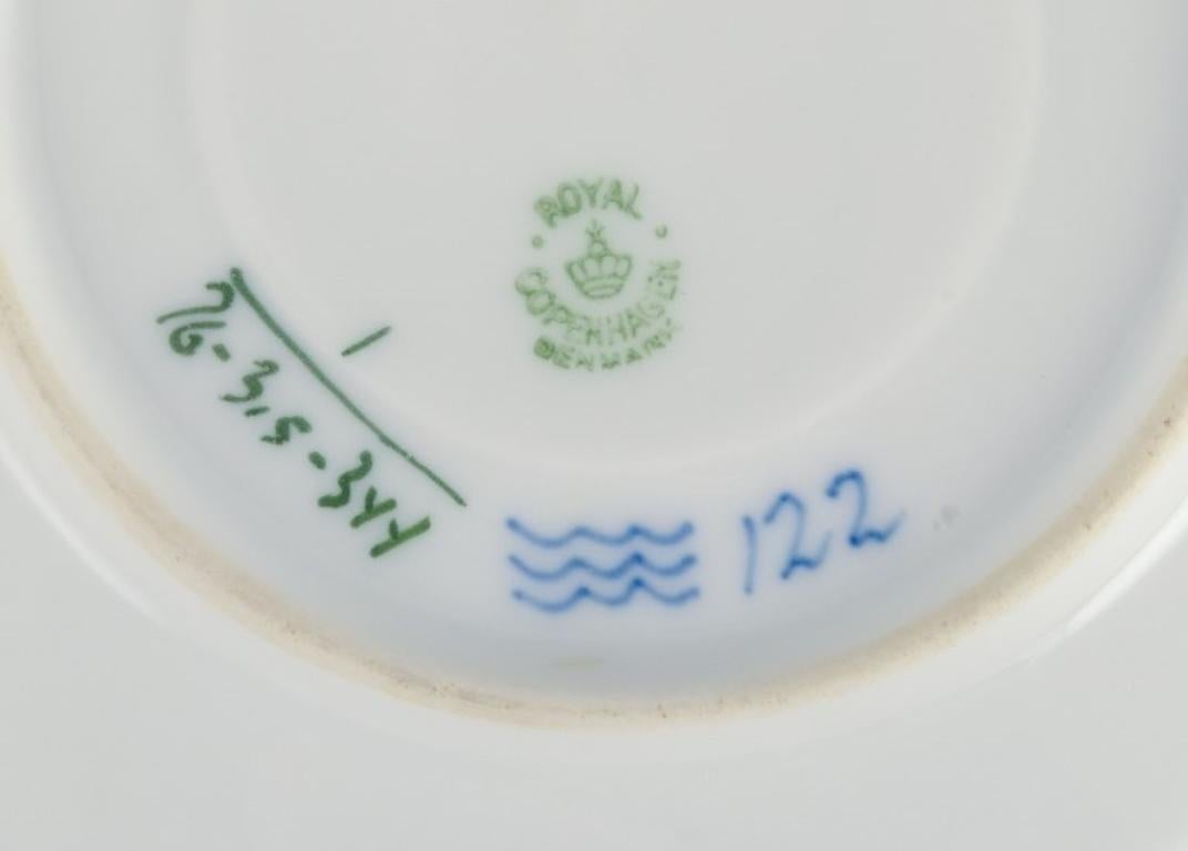 Porcelain Four Sets of Royal Copenhagen Blue Fluted Plain Tea Cups and Saucers
