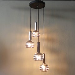 Lampada a cascata a quattro paralumi, modello "Symphonie", di Euroline, anni '70