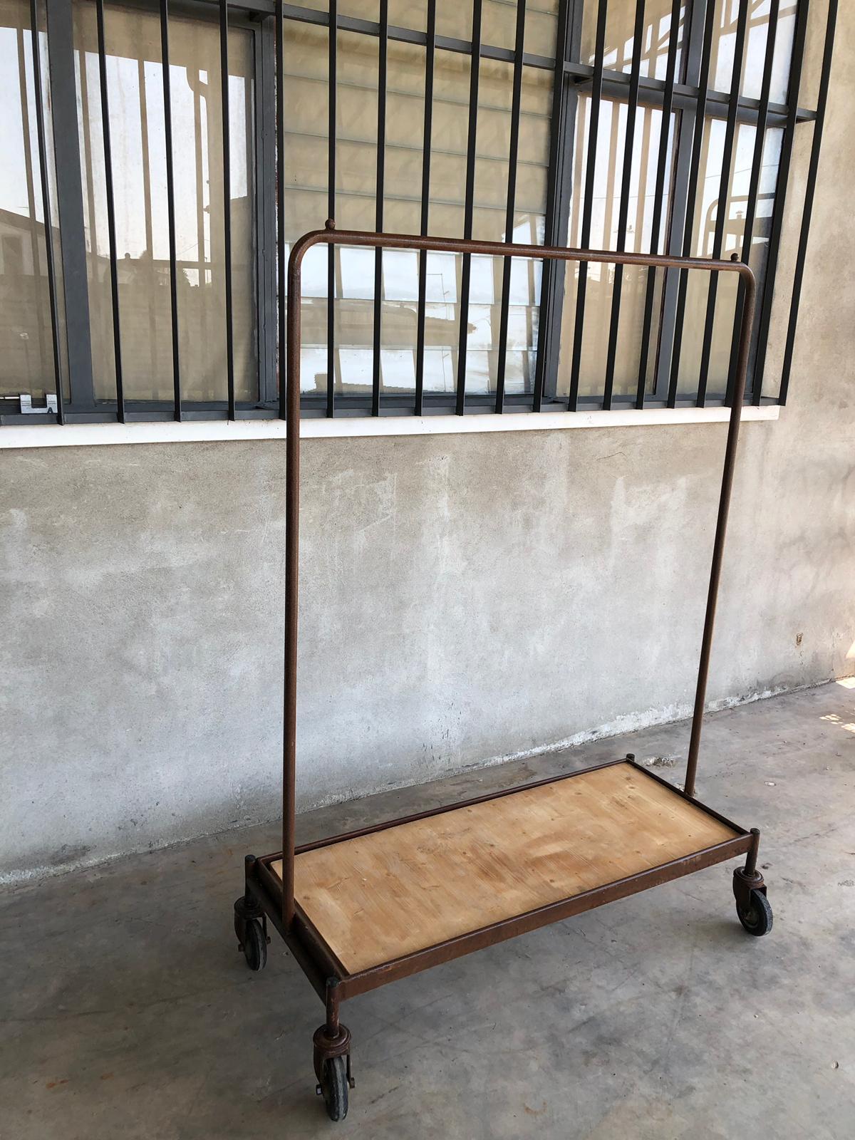 Four Shelves Industrial Iron Wheeled Trays, Different Sizes Available For Sale 6