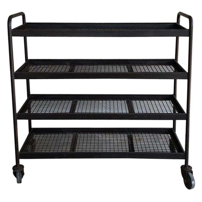 Four Shelves Industrial Iron Wheeled Trays, Different Sizes Available