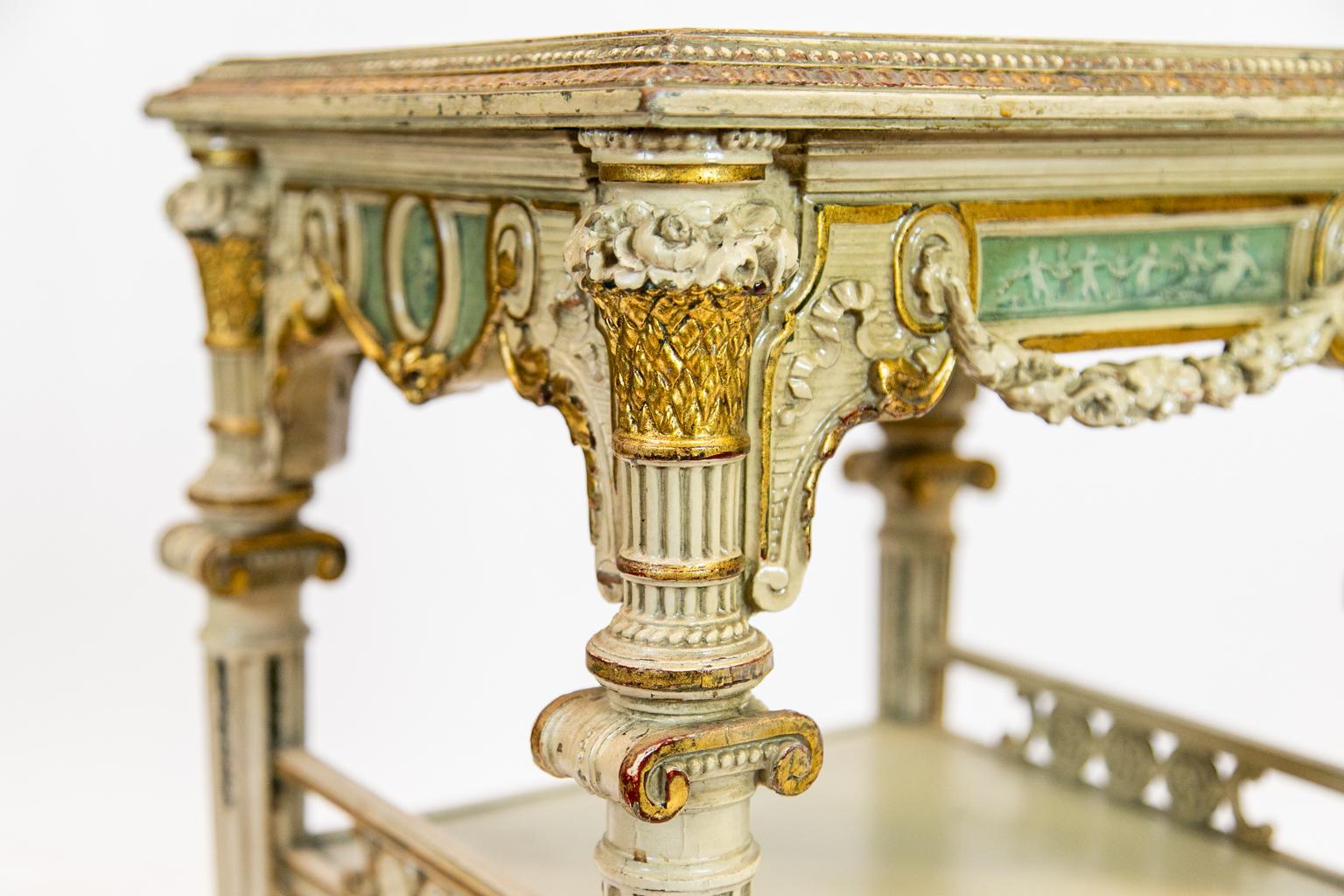 Gilt Four Sided Carved French Table