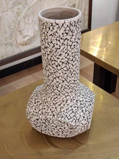 Four-sided ceramic vase with long neck, By Gilles Caffier, limited edition