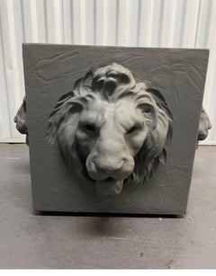 Vintage Four-Sided Lion Head Planter, Dark Grey, 20th Century