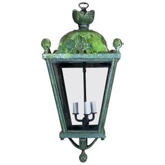 Four-Sides Brass and Bronze Vintage Hanging Lantern