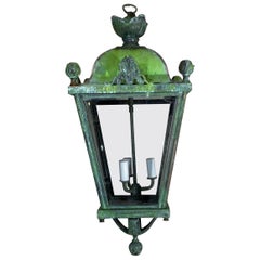 Lanterna a sospensione vintage a quattro lati in ottone e bronzo