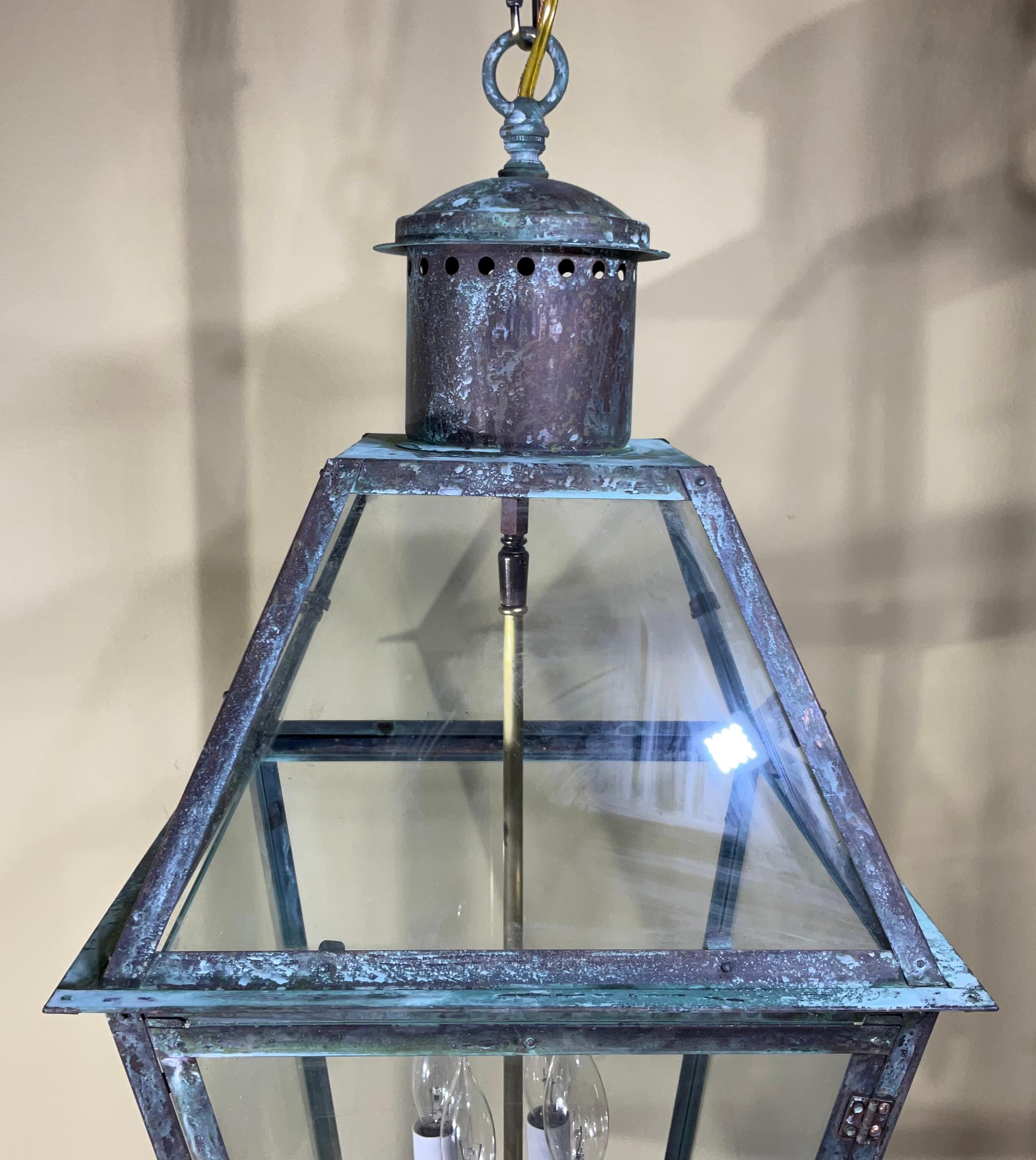 Four-Sides Hanging Copper Lantern For Sale 4