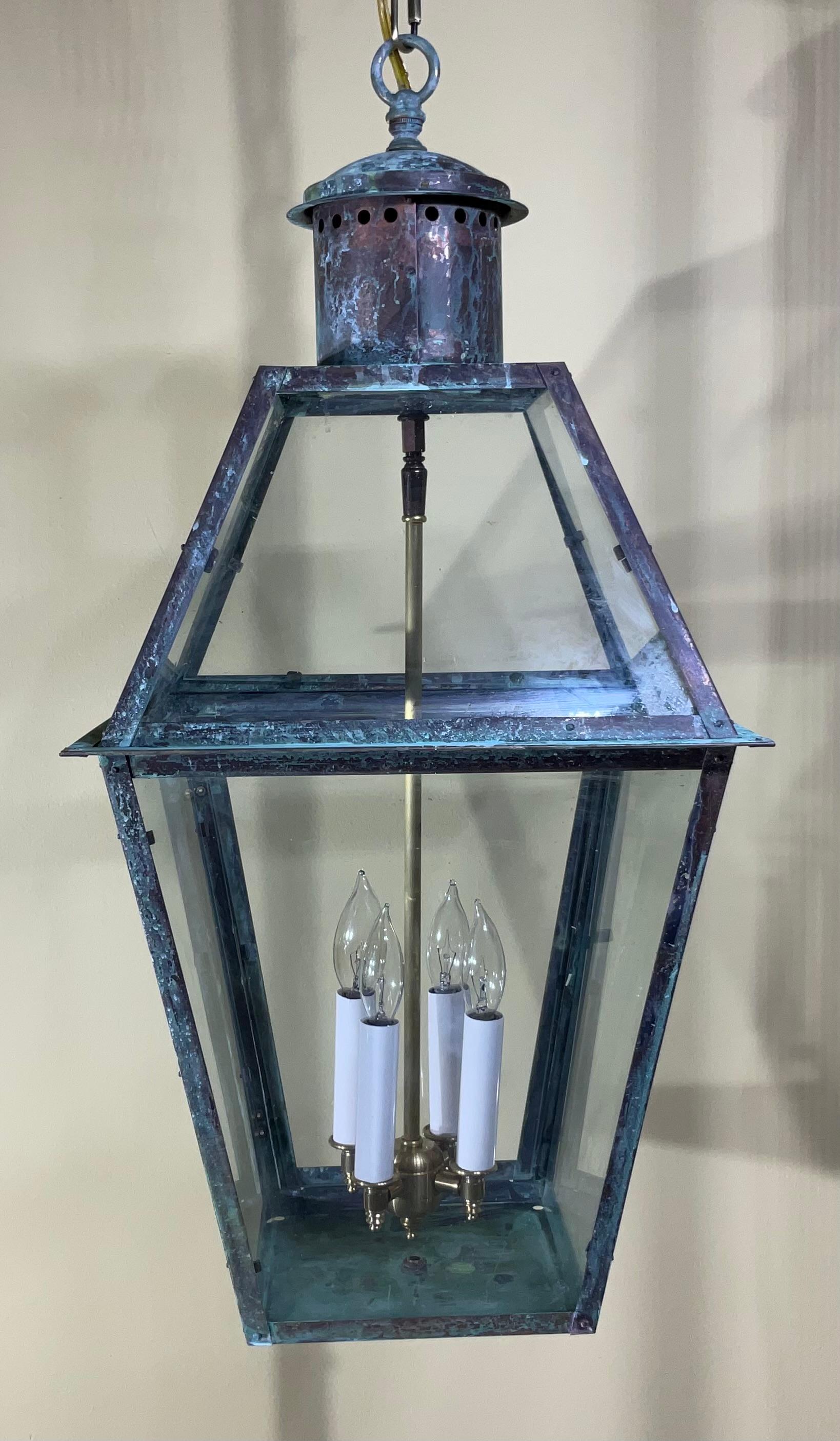 Four-Sides Hanging Copper Lantern For Sale 8