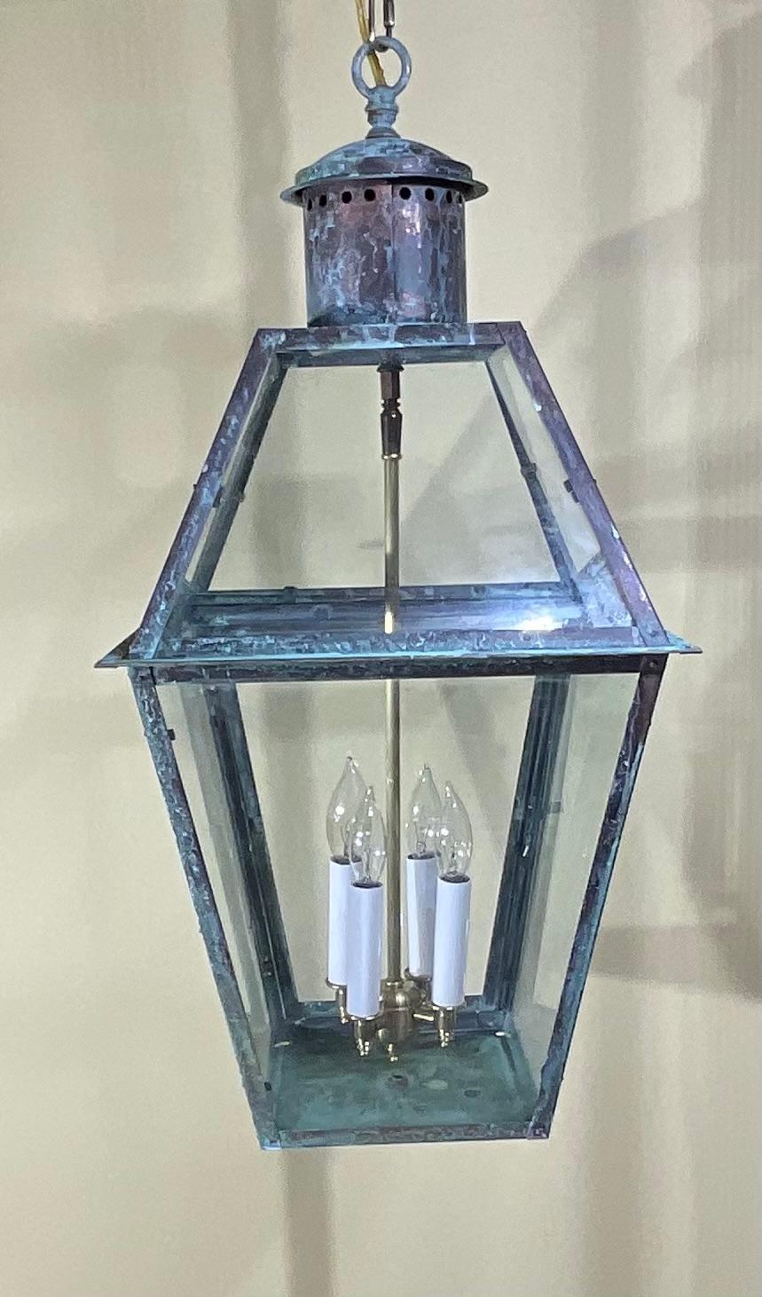 Four-Sides Hanging Copper Lantern For Sale 9