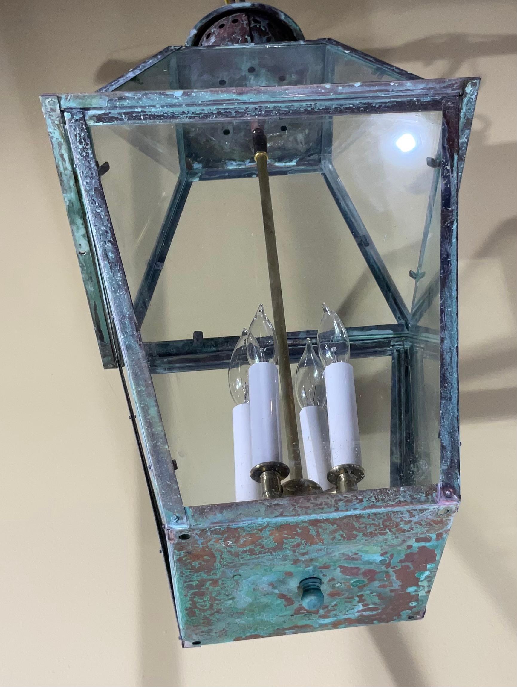 Four-Sides Hanging Copper Lantern For Sale 10
