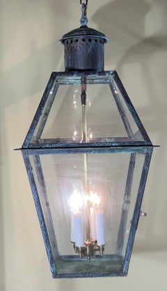 Handcrafted Copper Lantern, Four-Sided Design, 20th Century, USA