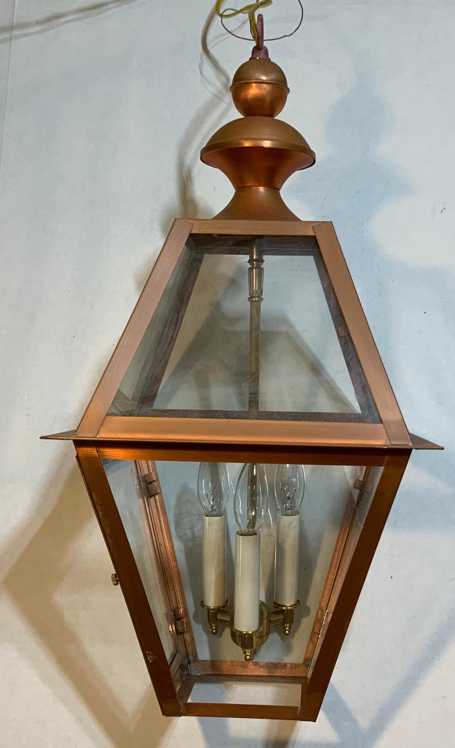 20th Century Four-Sides Hanging Copper Lantern