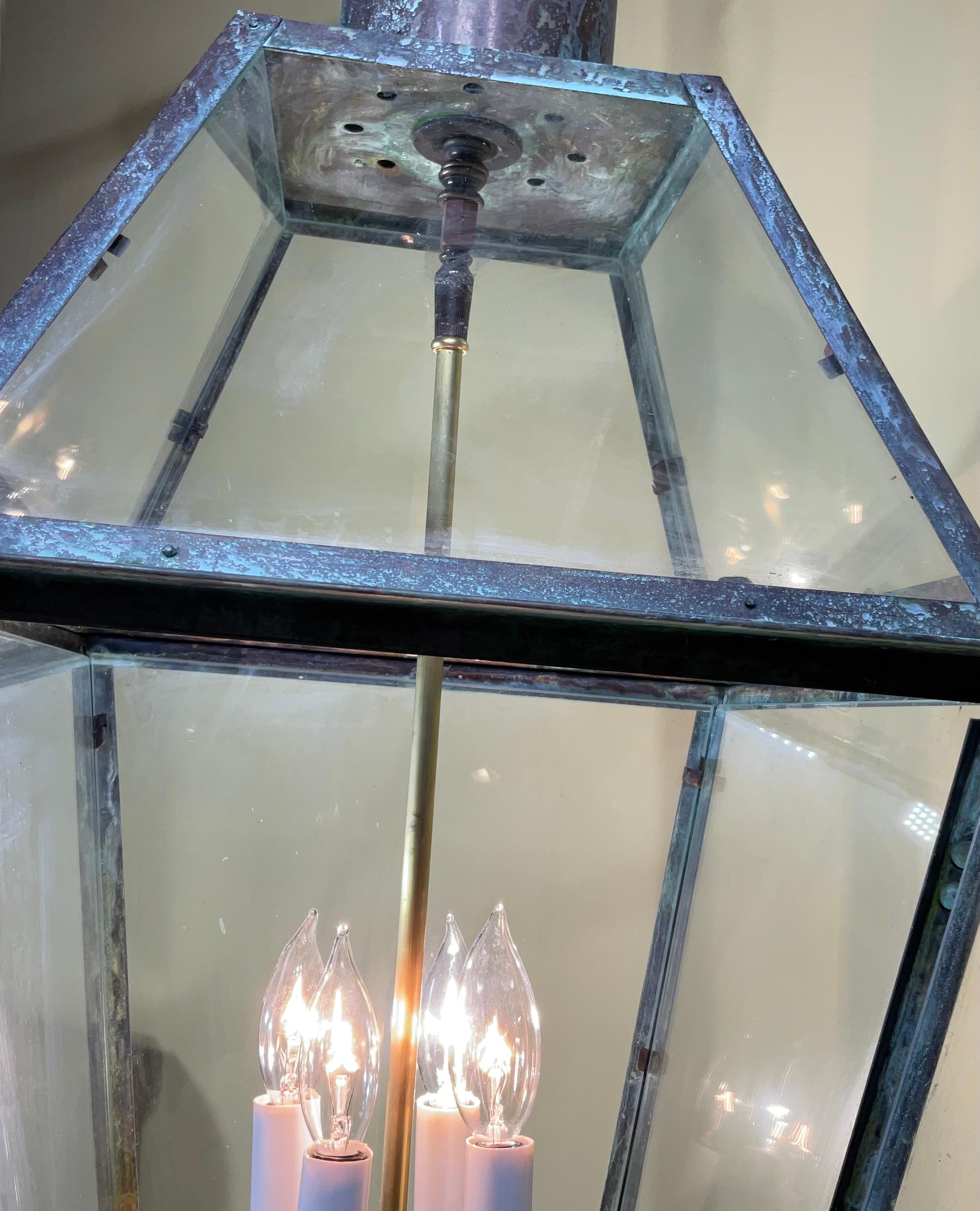 Four-Sides Hanging Copper Lantern For Sale 1