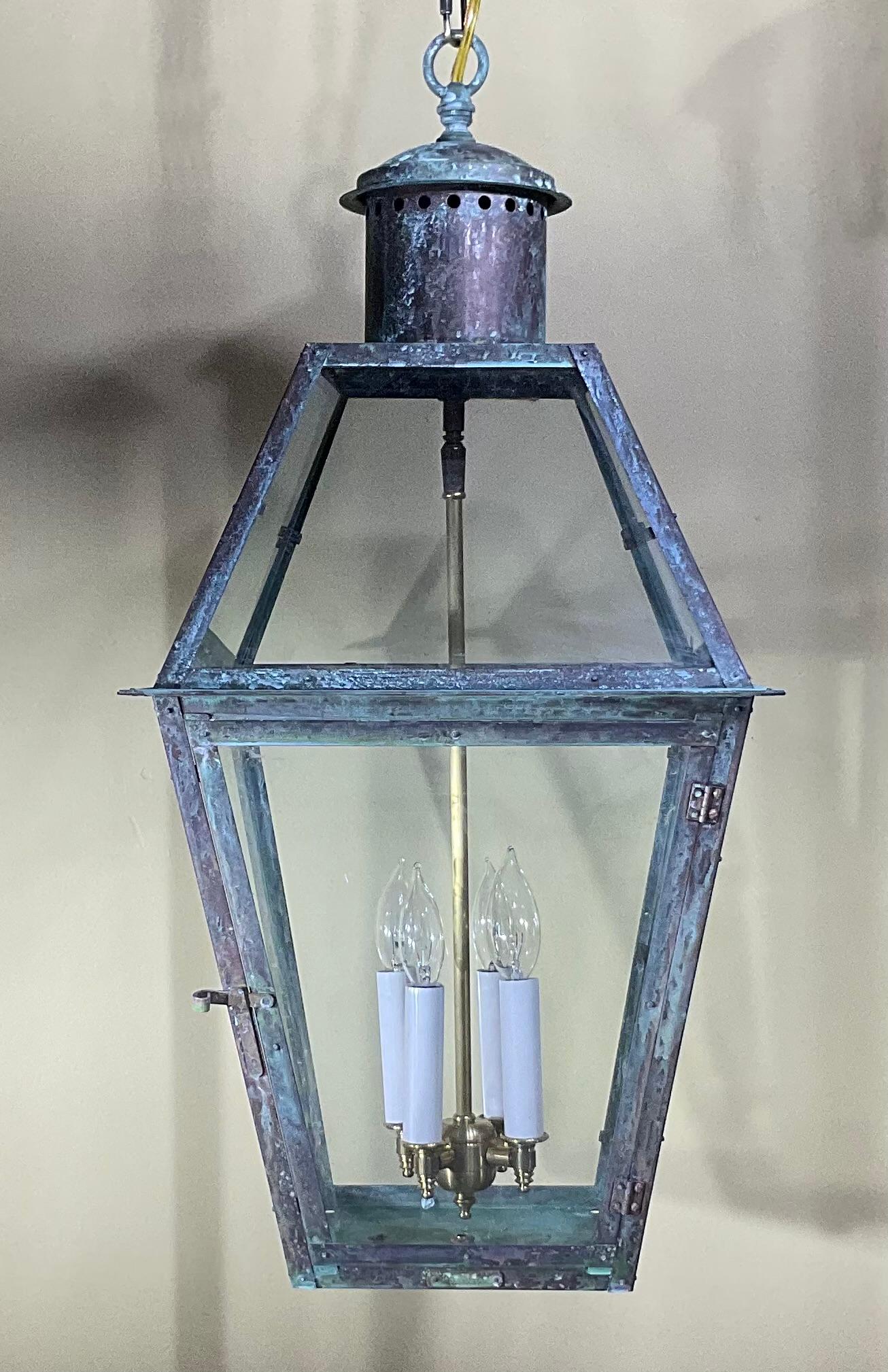 Four-Sides Hanging Copper Lantern For Sale 2