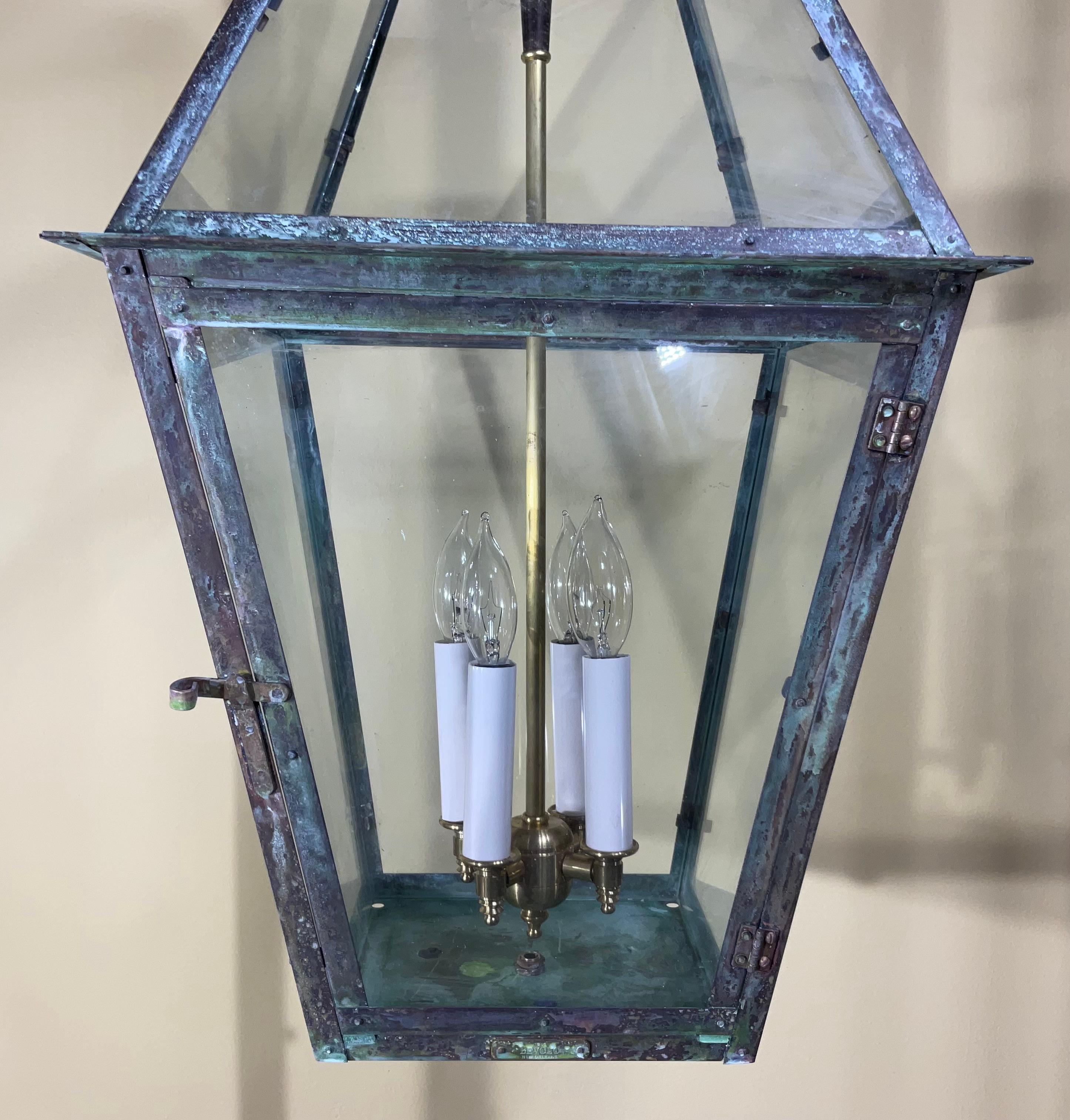 Four-Sides Hanging Copper Lantern For Sale 3