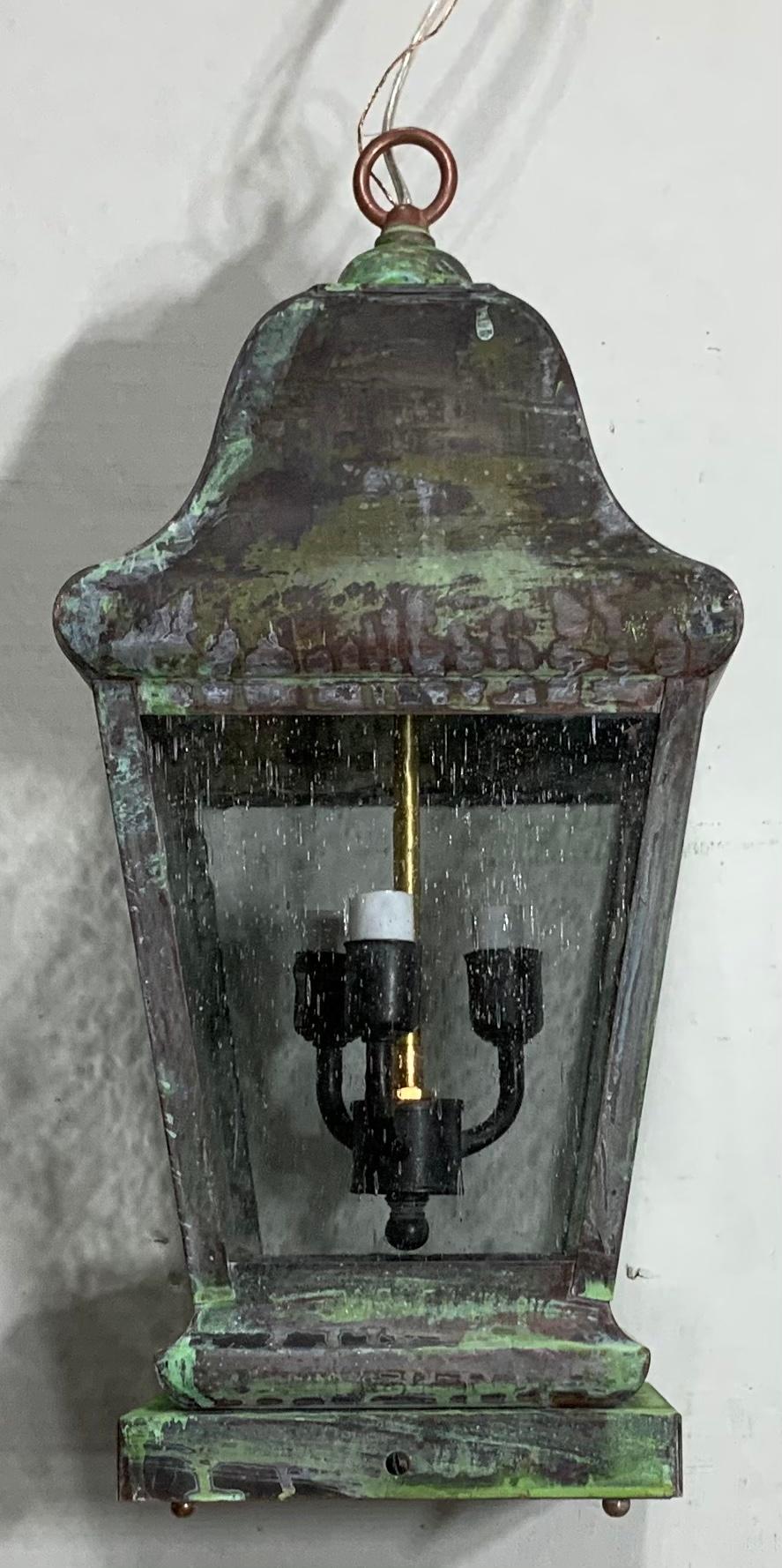 Four Sides Quality Solid Brass Hanging Lantern For Sale 5