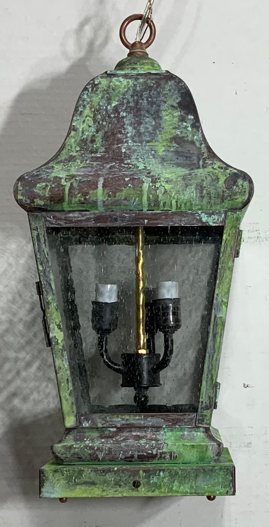 Four Sides Quality Solid Brass Hanging Lantern For Sale 7