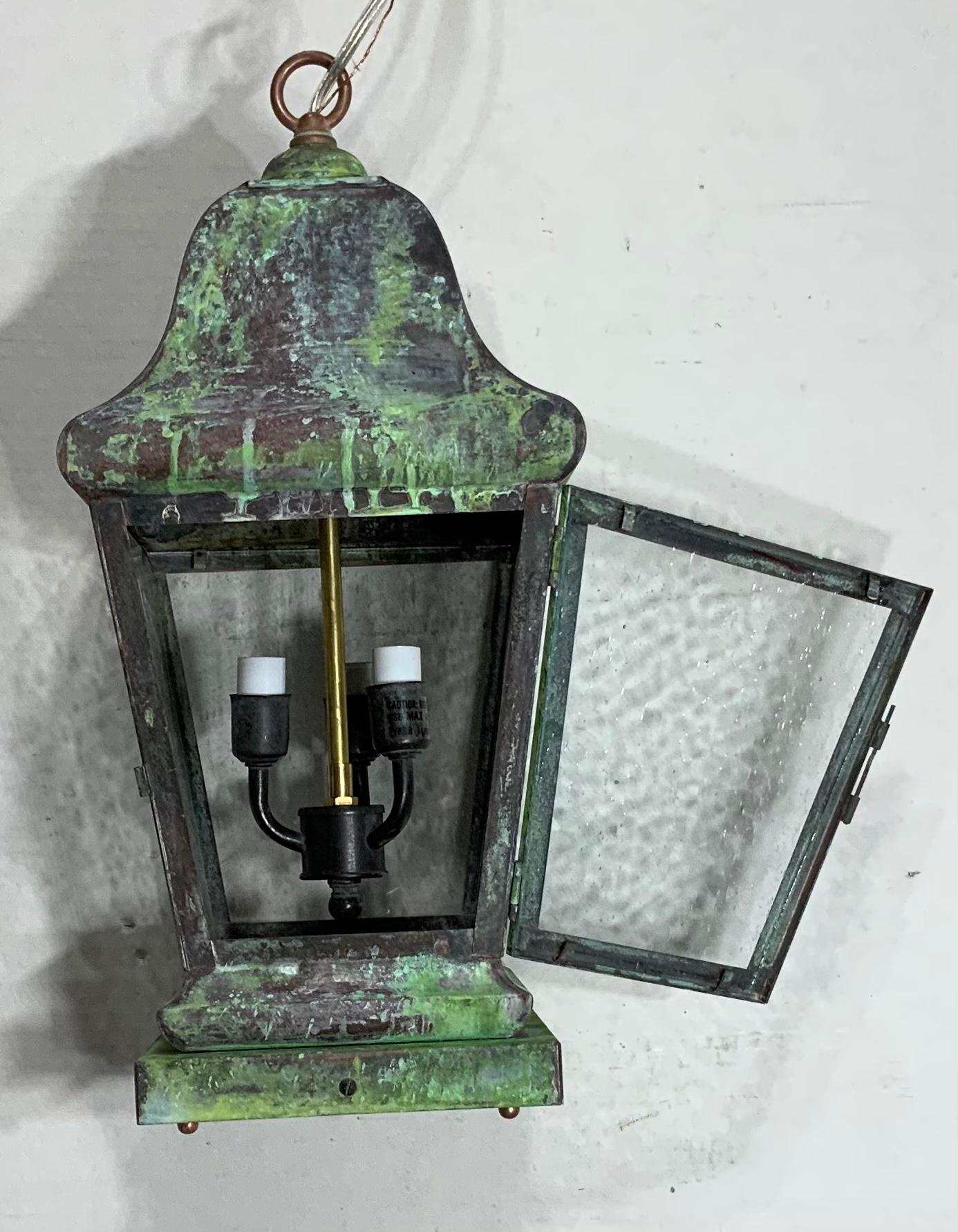 Four Sides Quality Solid Brass Hanging Lantern For Sale 2