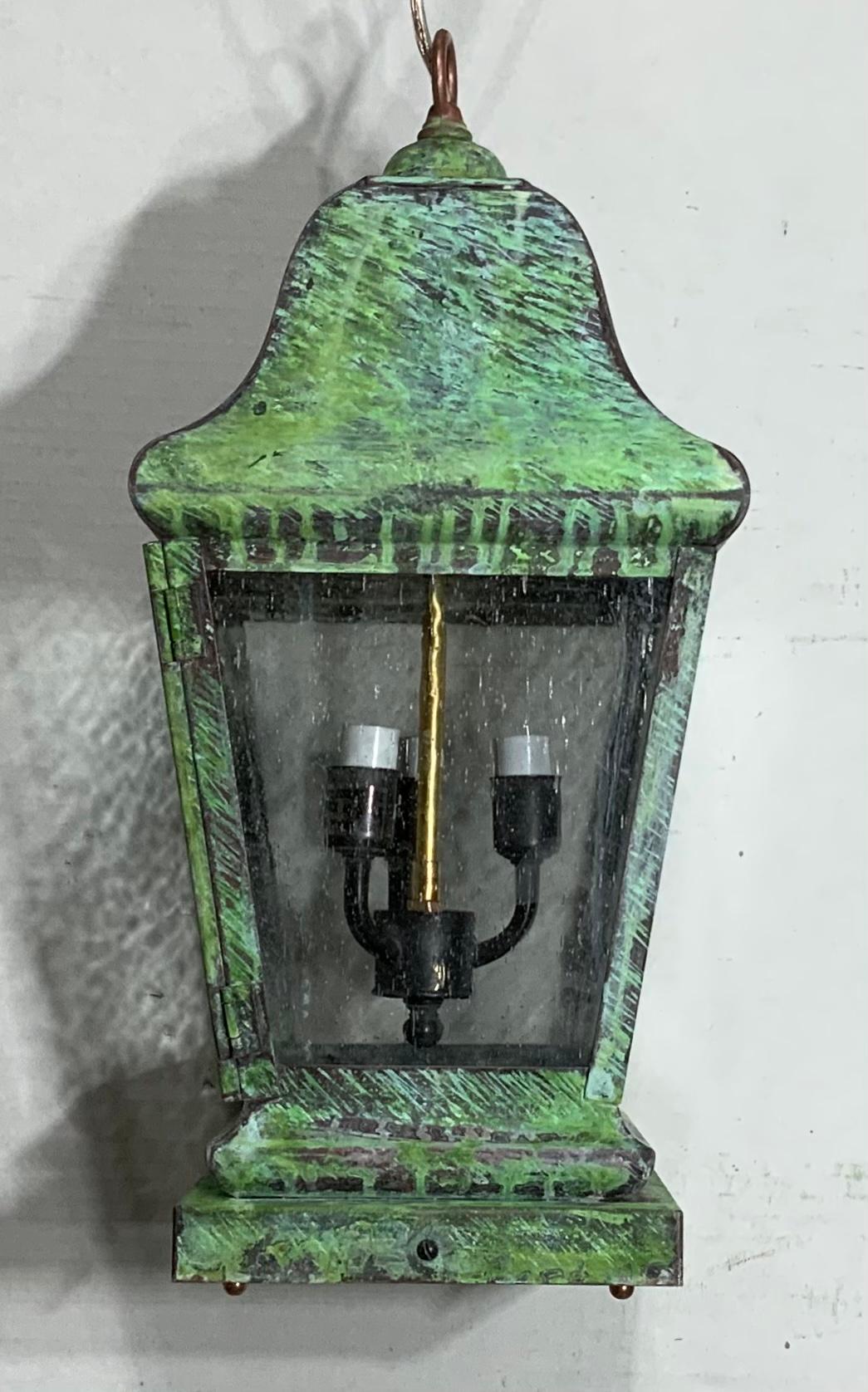 Four Sides Quality Solid Brass Hanging Lantern For Sale 3