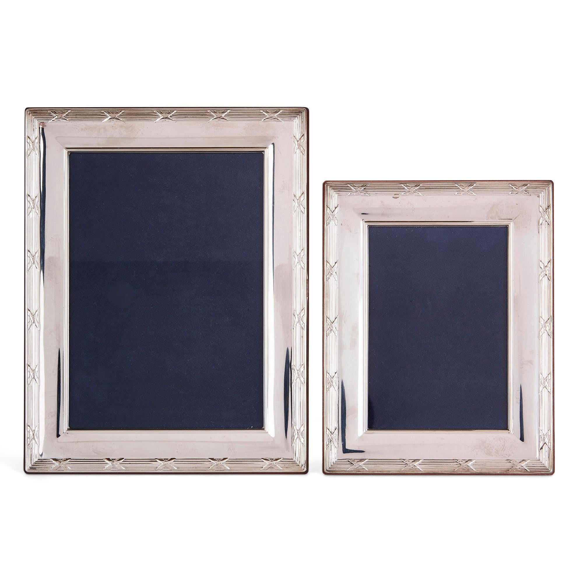 These elegant silver frames were made in 2007 by the Carrs Silver company in Sheffield, England. Carrs Silver was founded in 1977 by Ron Carrs and it is still in business today. The firm specialises in the production of luxury silver items,