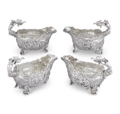 Four Silver Sauceboats by Edward Farrell