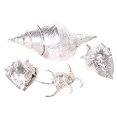Four Silvered Metal Plated Seashells, Priced Individually