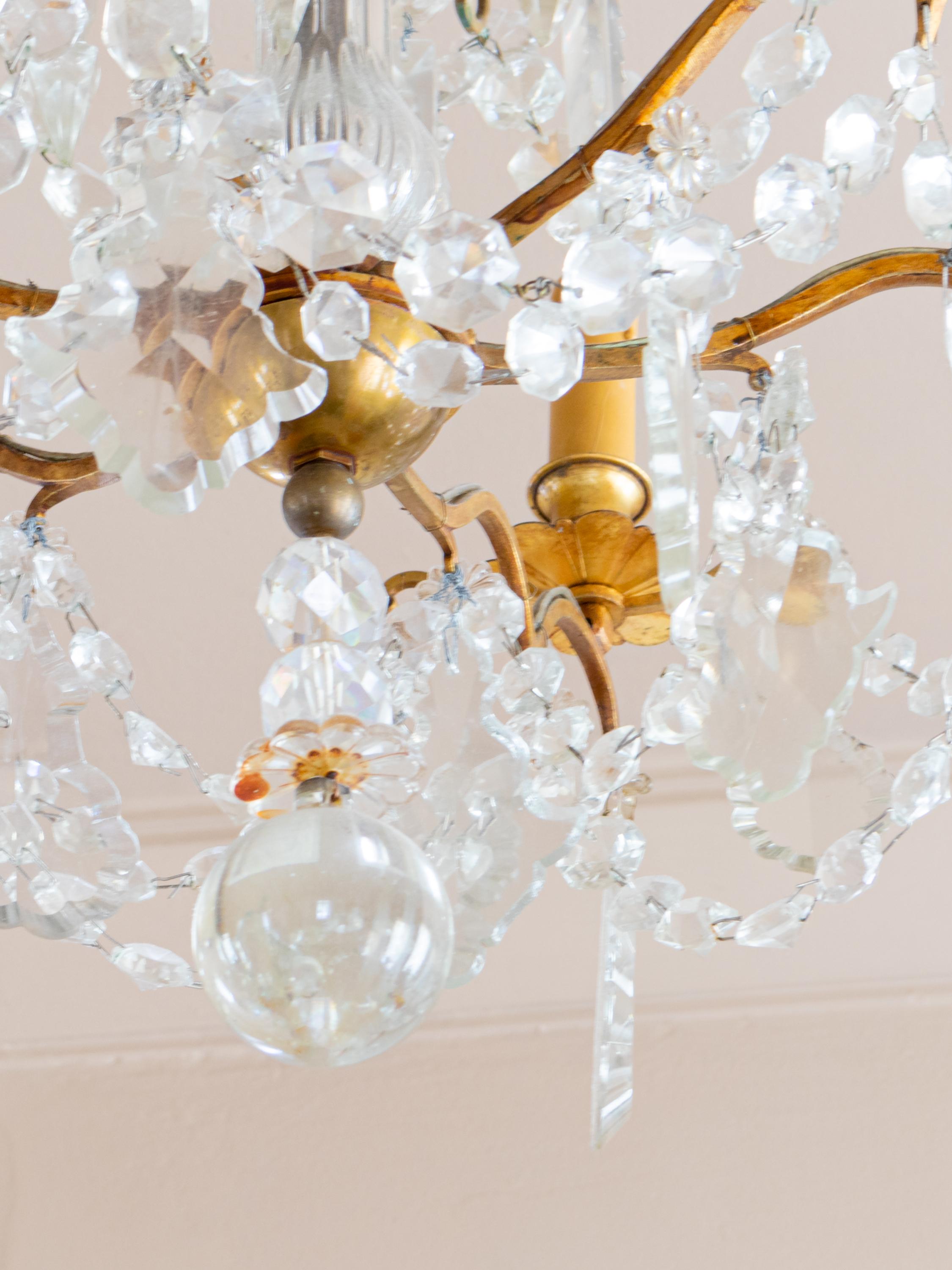 Gilt Four Six Holder Crystal chandelier Louis XV 19th Century For Sale