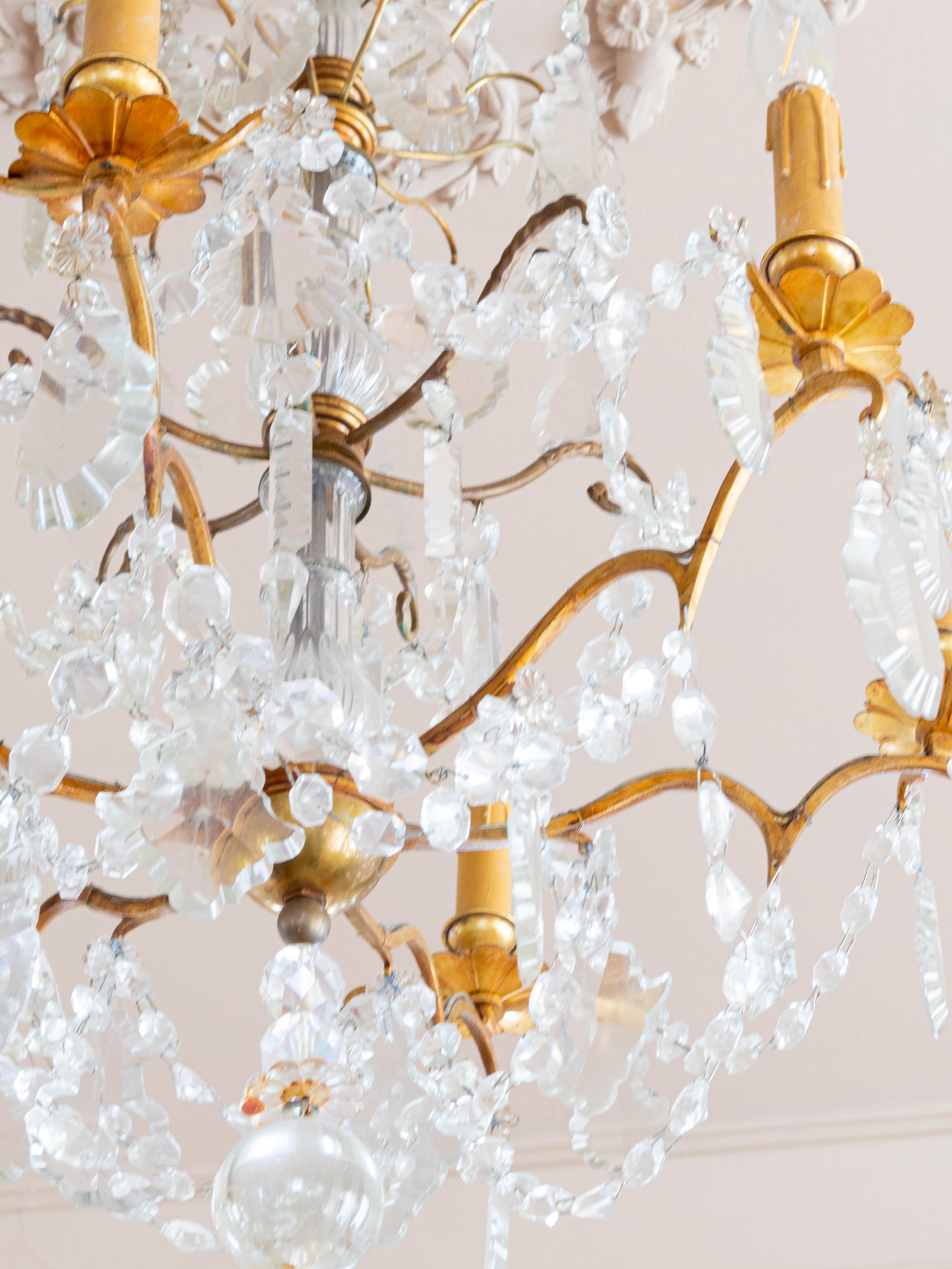 Four Six Holder Crystal chandelier Louis XV 19th Century For Sale 1