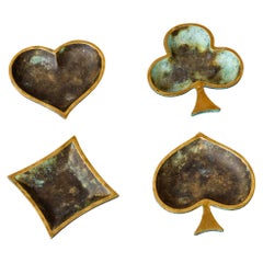 Four Small Vide-Poches in Patinated Bronze w. a Verdigris Finish - France 1960's
