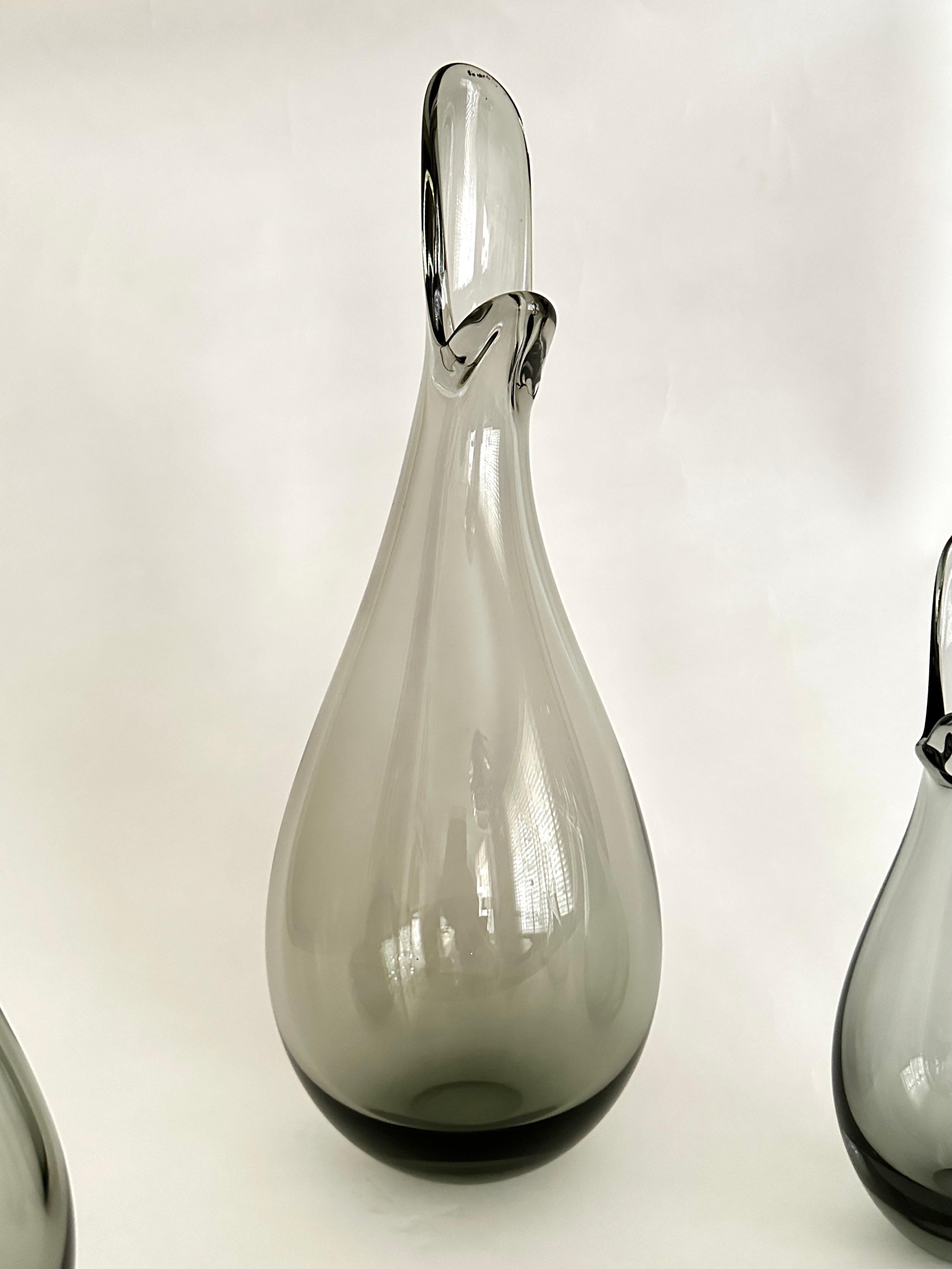 Four Smoky Gray Per Lütken Designed Duckling Vases From Holmegaard In Good Condition For Sale In Doraville, GA