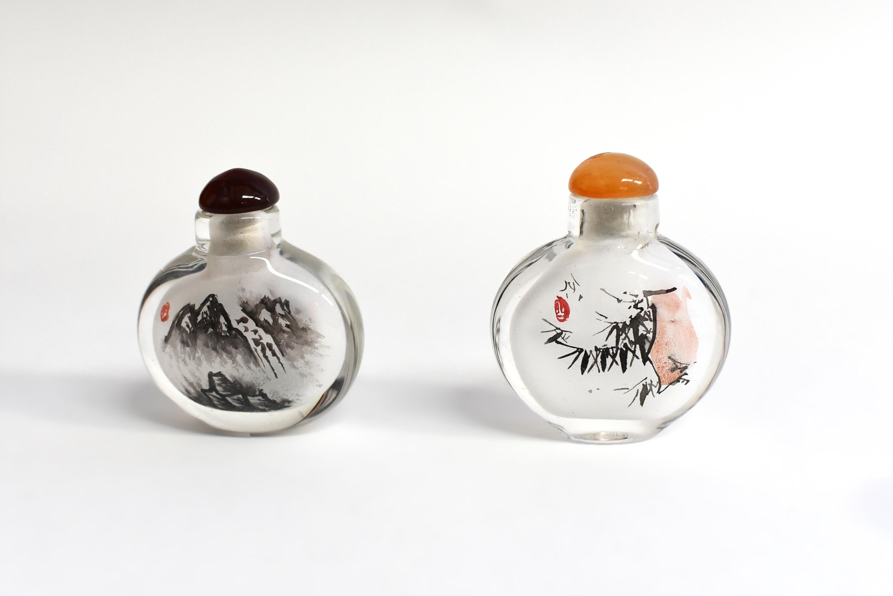Four Snuff Bottles Inside Painted Natures Plants For Sale 3