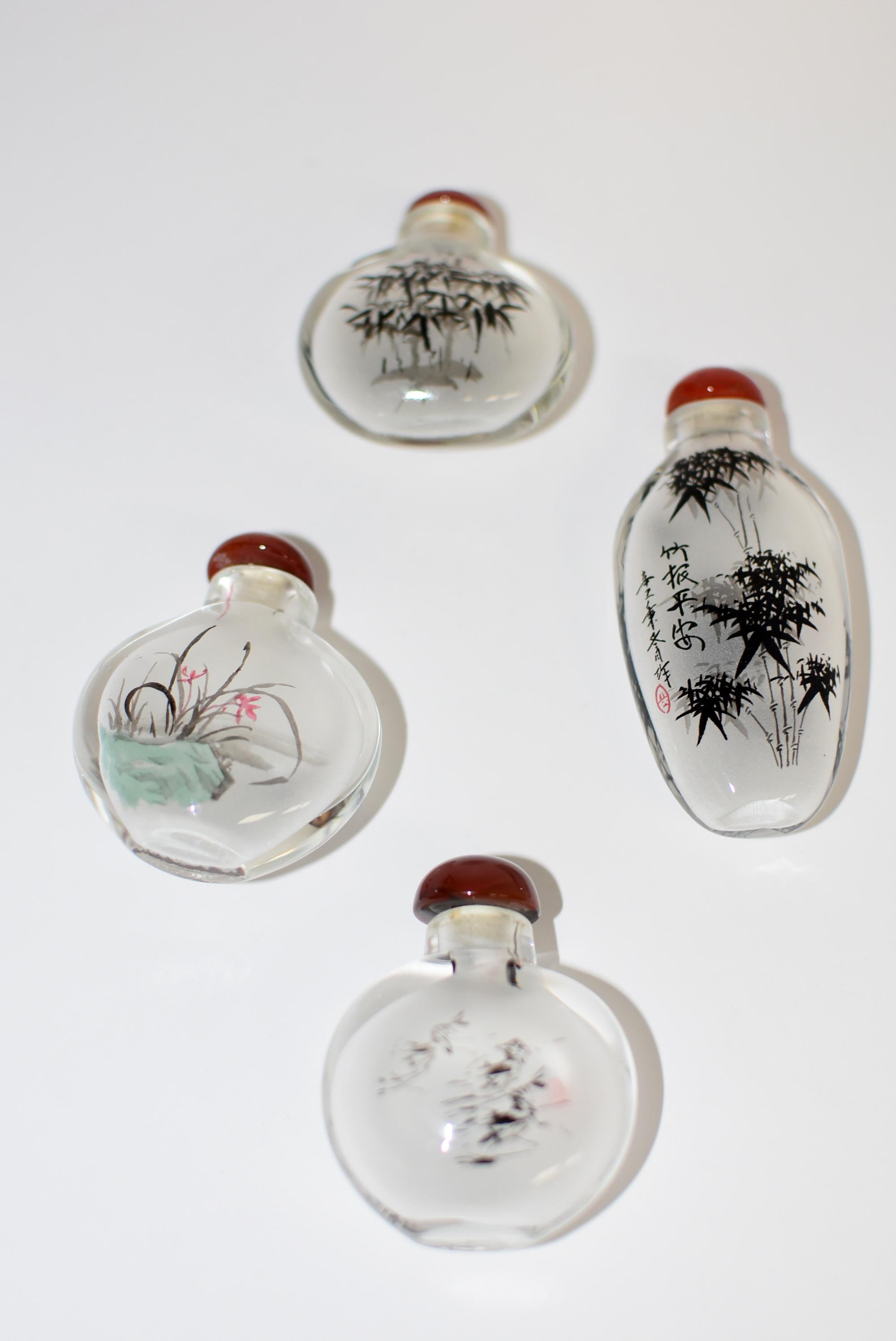 Quatre bouteilles de parfum peintes à l'intérieur, style Qi Bai Shi en vente 6