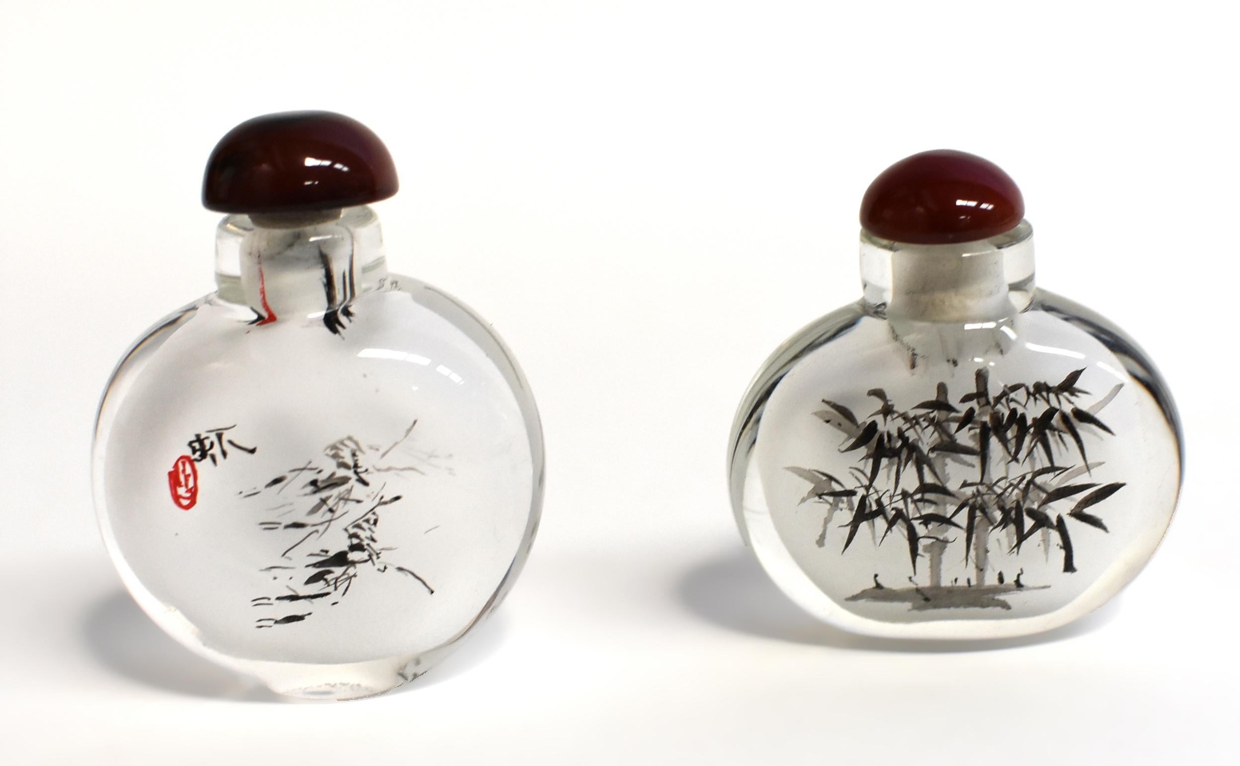 Four Snuff Bottles Inside Painted Qi Bai Shi Style For Sale 1