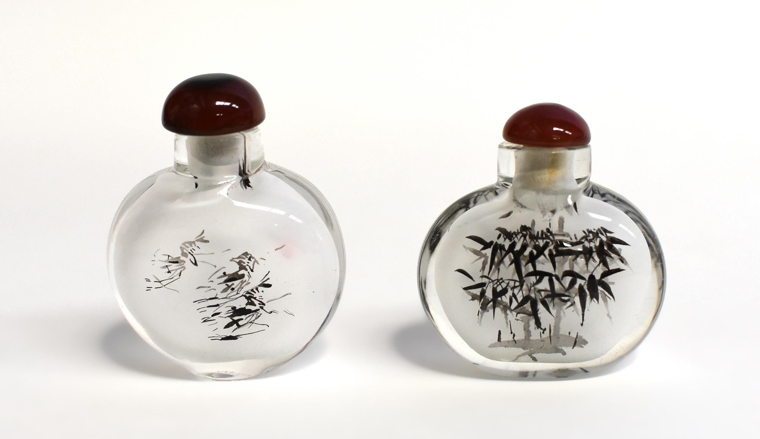 Quatre bouteilles de parfum peintes à l'intérieur, style Qi Bai Shi en vente 2
