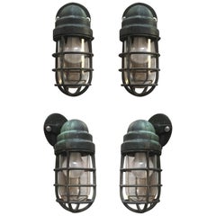 Four Solid Brass Outdoor / Indoor Sconces by Crouse-Hinds, UK, Circa 1940