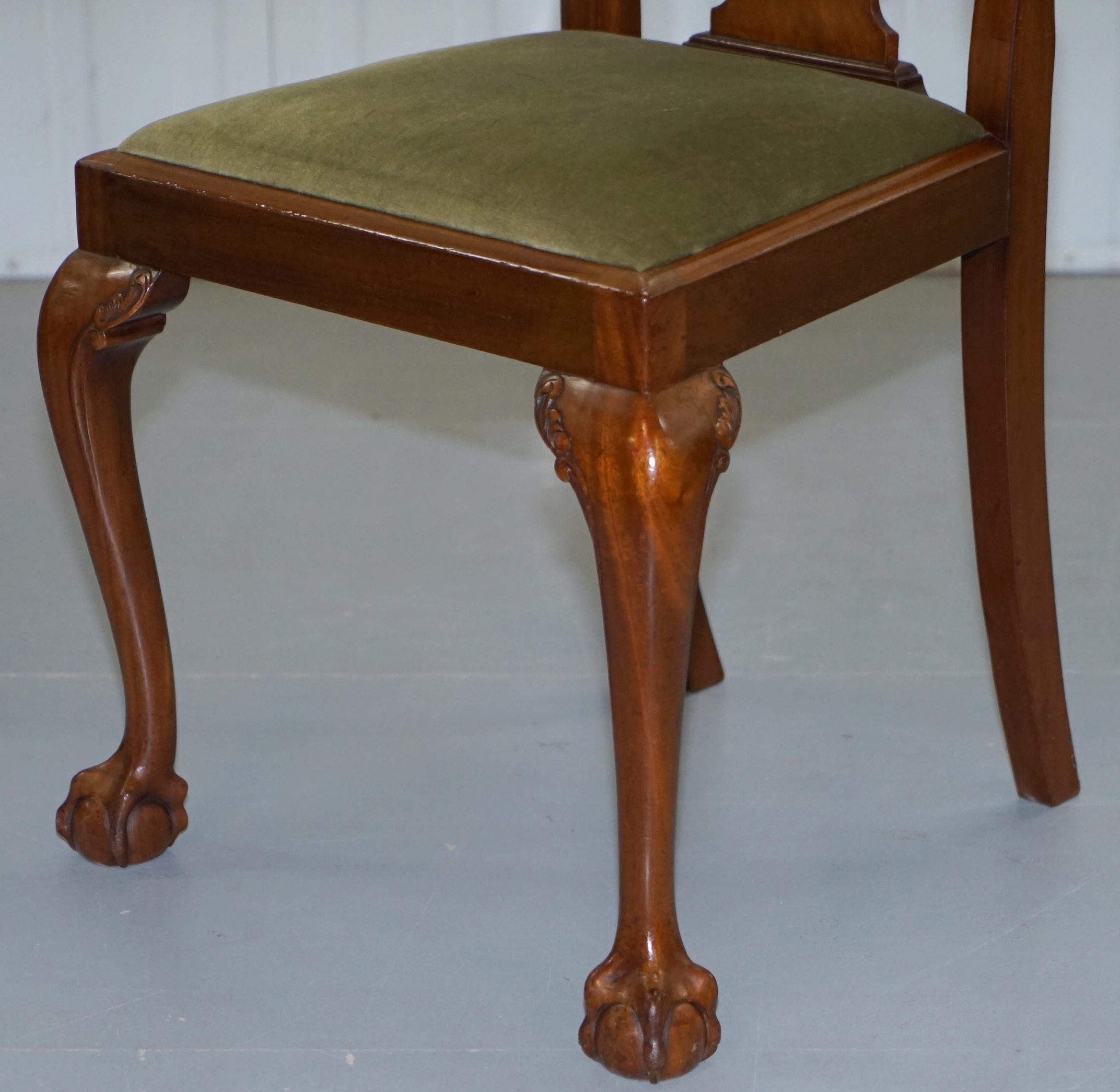 Four Solid Walnut Dining Chairs Claw & Ball Legs, circa 1940 Chippendale Style 4 3