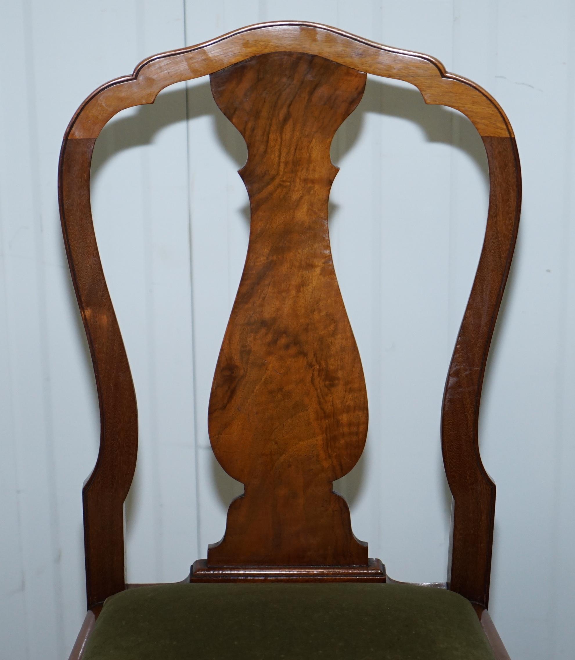 Four Solid Walnut Dining Chairs Claw & Ball Legs, circa 1940 Chippendale Style 4 8