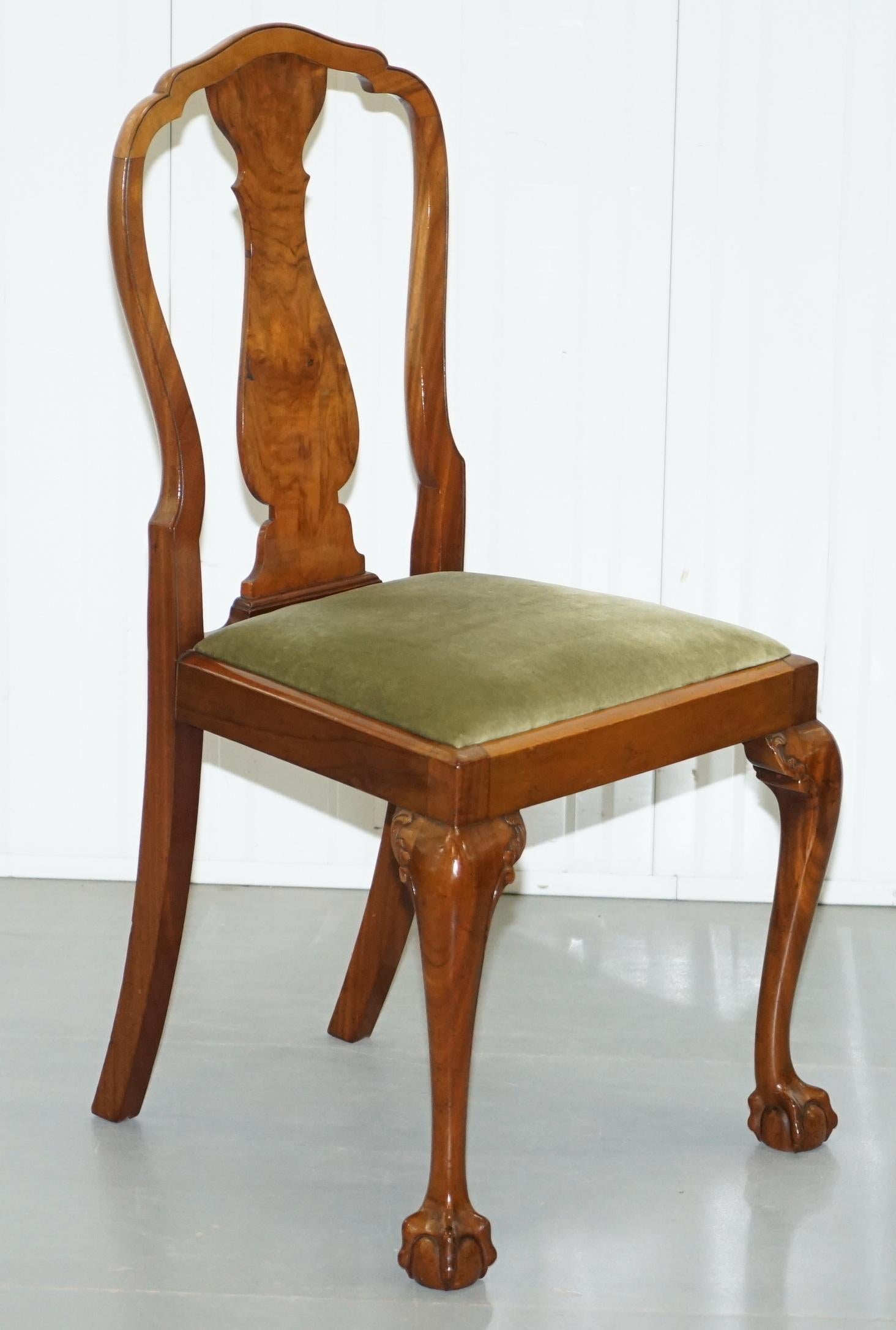 Four Solid Walnut Dining Chairs Claw & Ball Legs, circa 1940 Chippendale Style 4 10